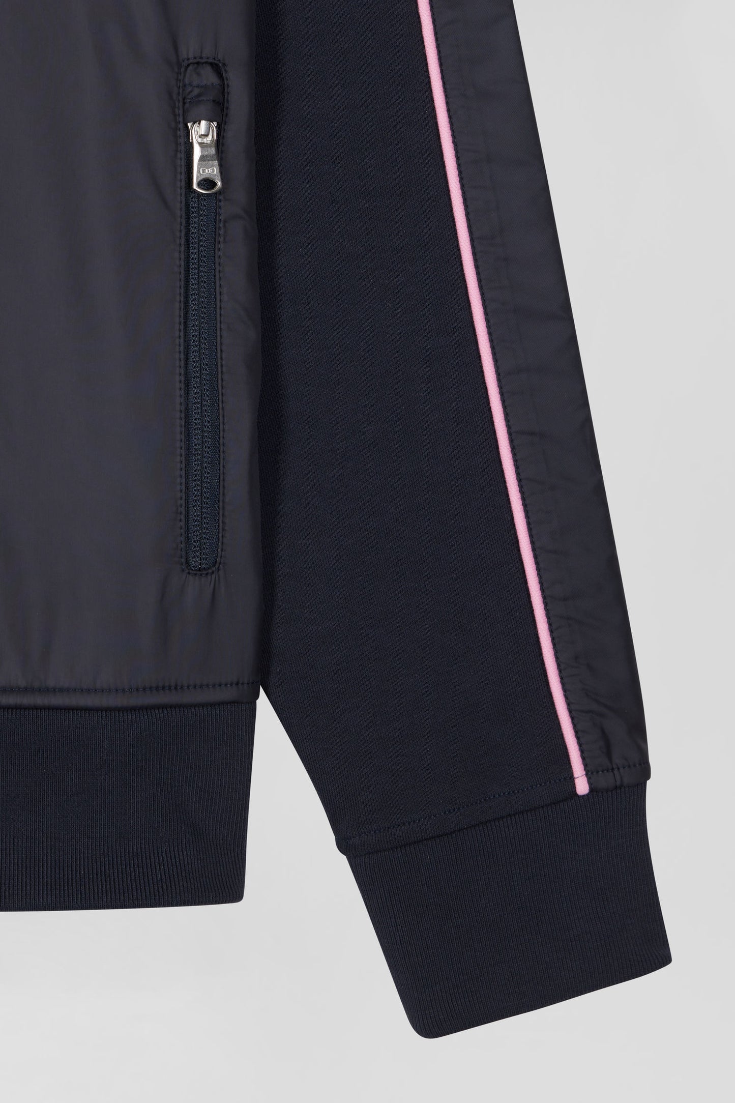 Regular navy blue zipped cotton blend sweatshirt