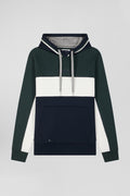 Relaxed green tricolor cotton hoodie