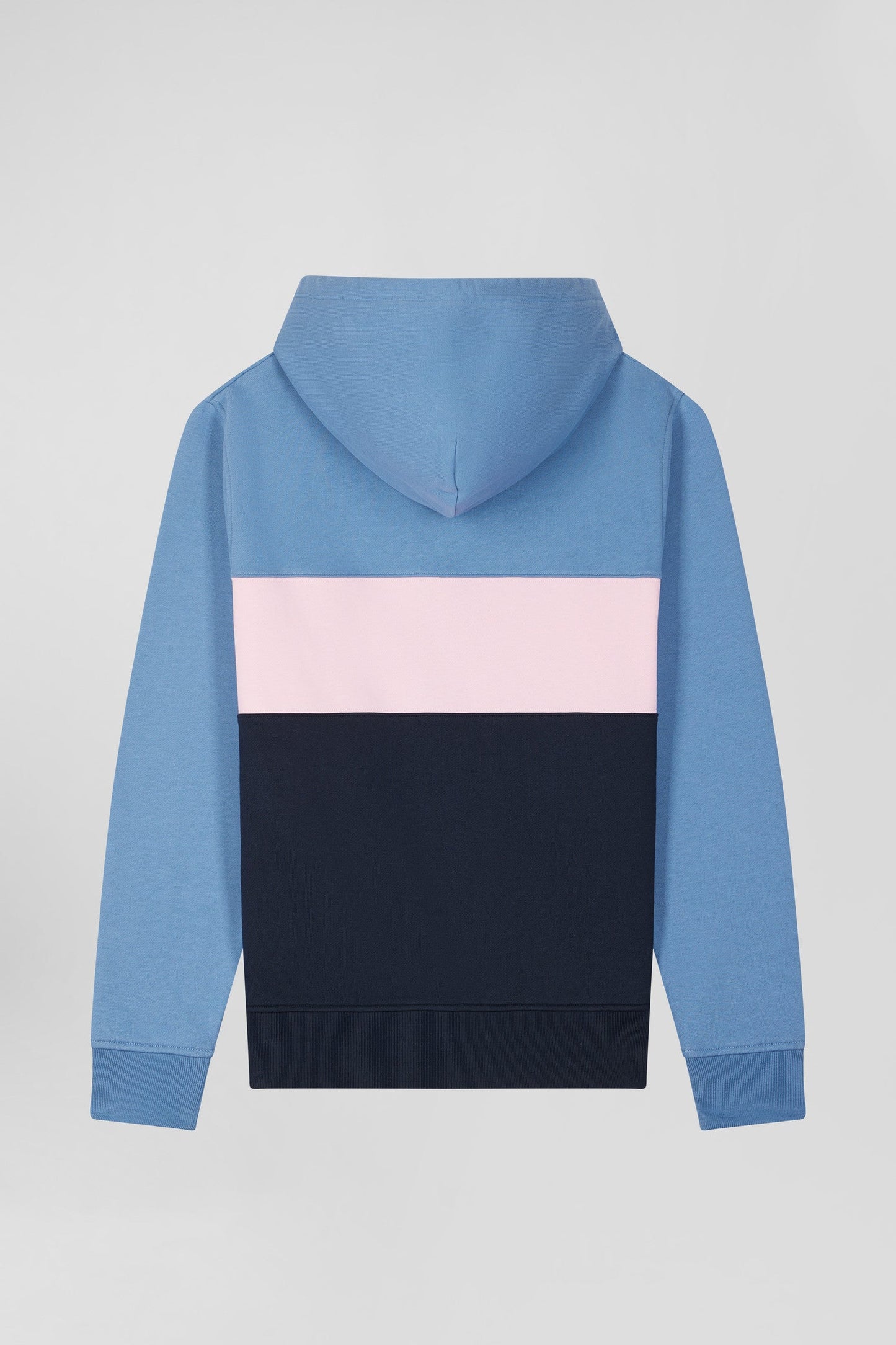 Sweatshirt à capuche zippé colorblock en coton bleu coupe Regular - Image 5