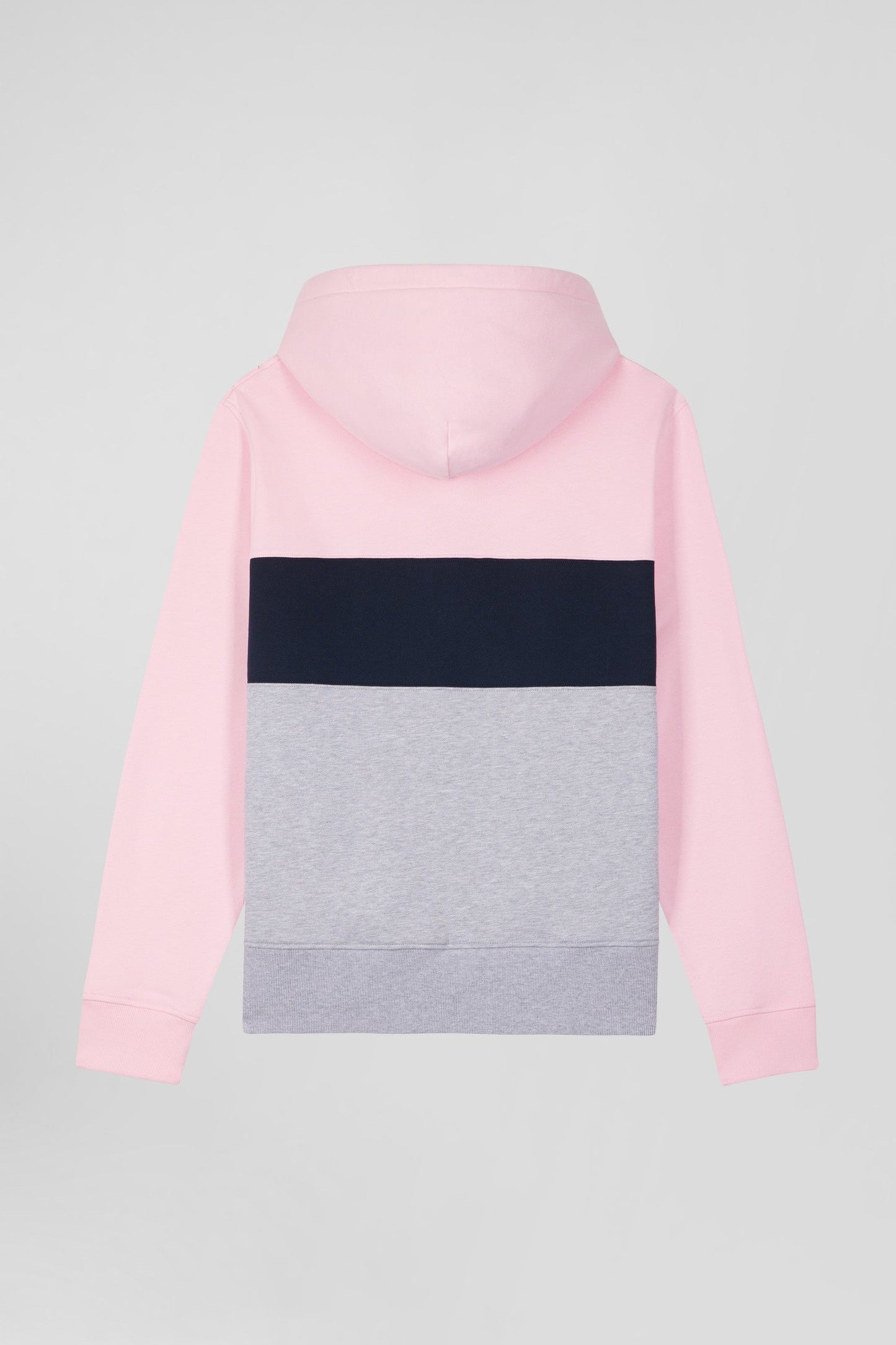 Sweatshirt à capuche zippé colorblock en coton rose coupe Regular - Image 5