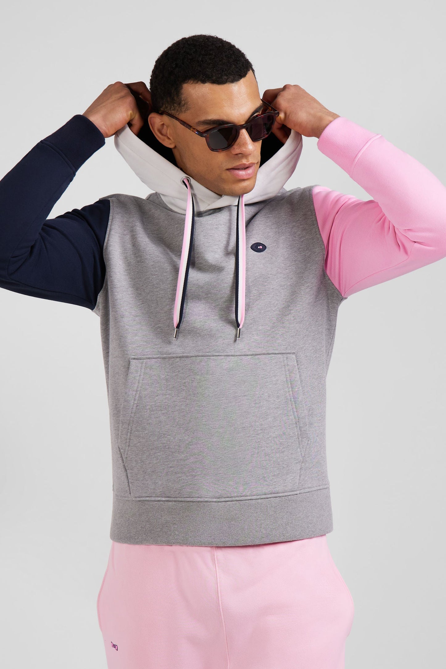 Sweatshirt à capuche colorblock en coton gris XV de France coupe Regular - Image 3