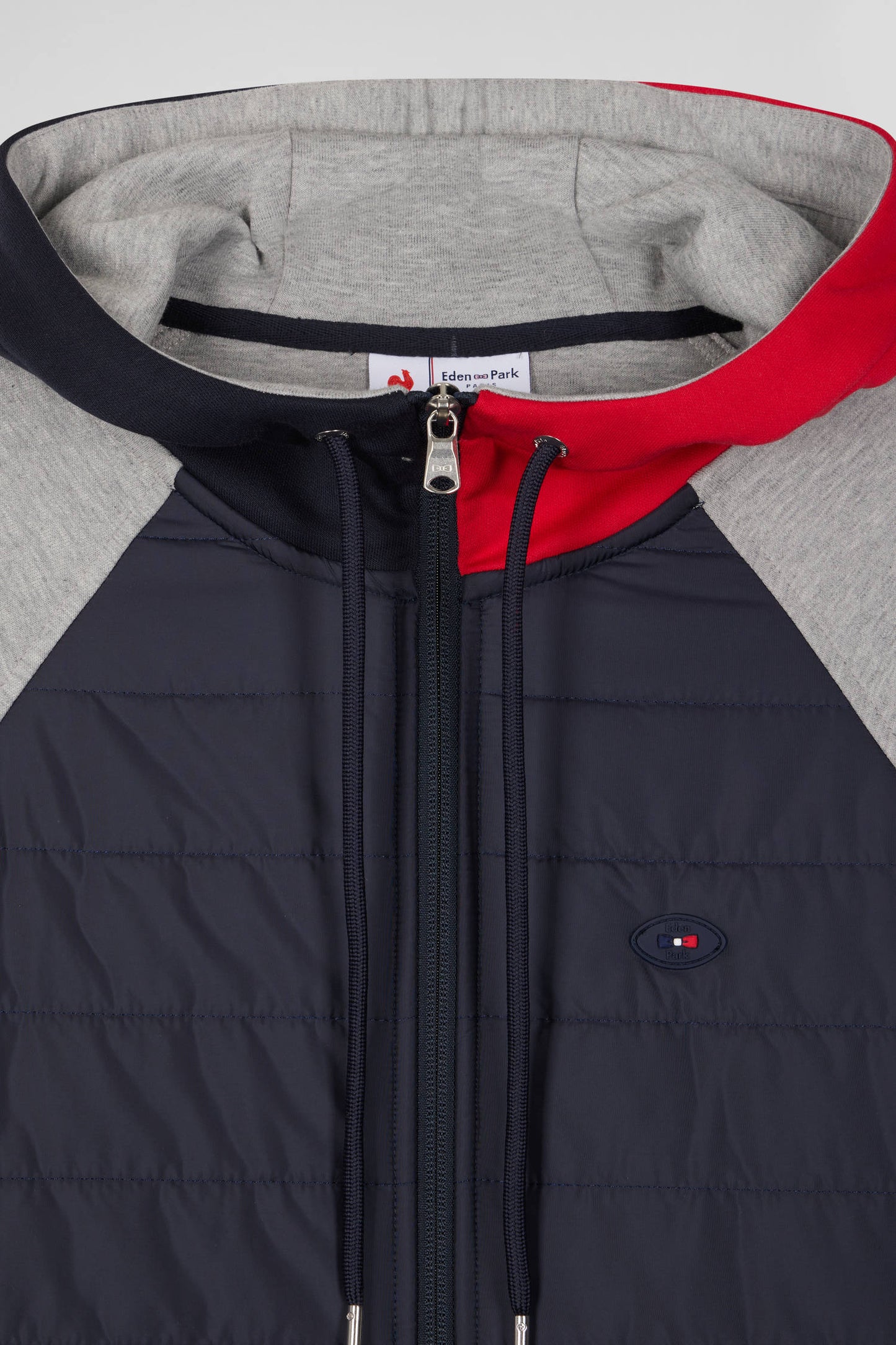 XV de France hooded sweatshirt with zip in cotton blend and grey trimming Regular cut