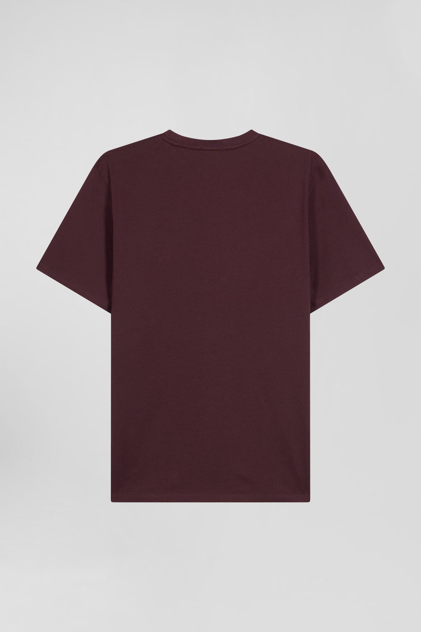 T-shirt manches courtes en coton Pima uni bordeaux coupe Regular - Image 5