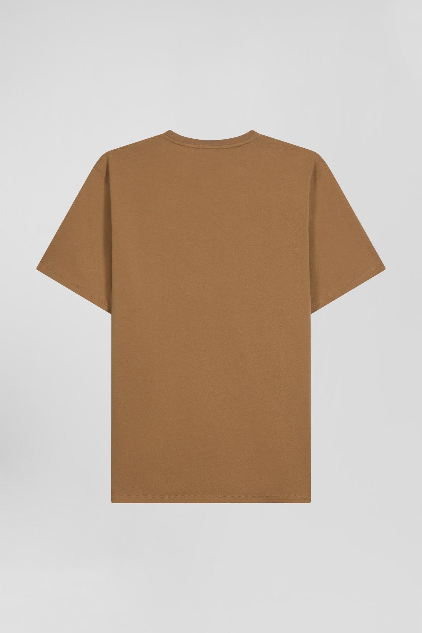 T-shirt manches courtes en coton Pima uni camel coupe Regular - Image 5