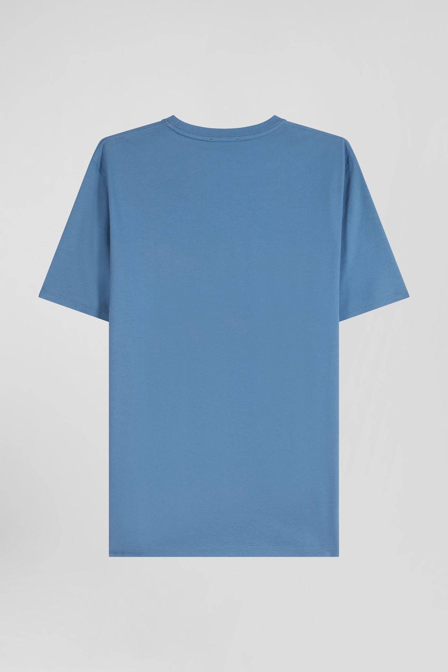 T-shirt manches courtes en coton Pima uni bleu coupe Regular - Image 5