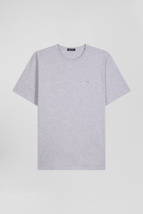 Regular grey Pima cotton short-sleeved T-shirt - Image 2