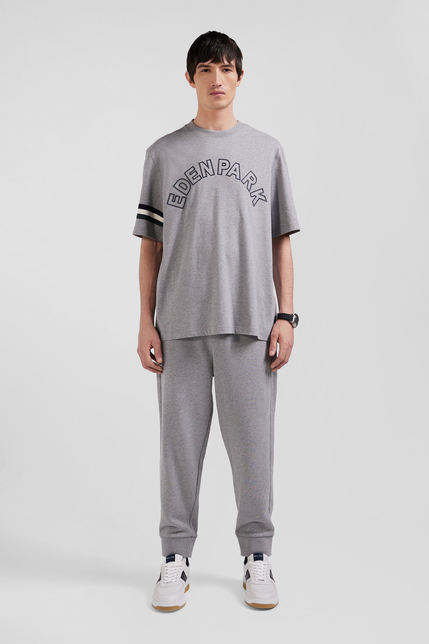 T-shirt manches courtes en coton gris coupe Oversized sérigraphie Eden Park