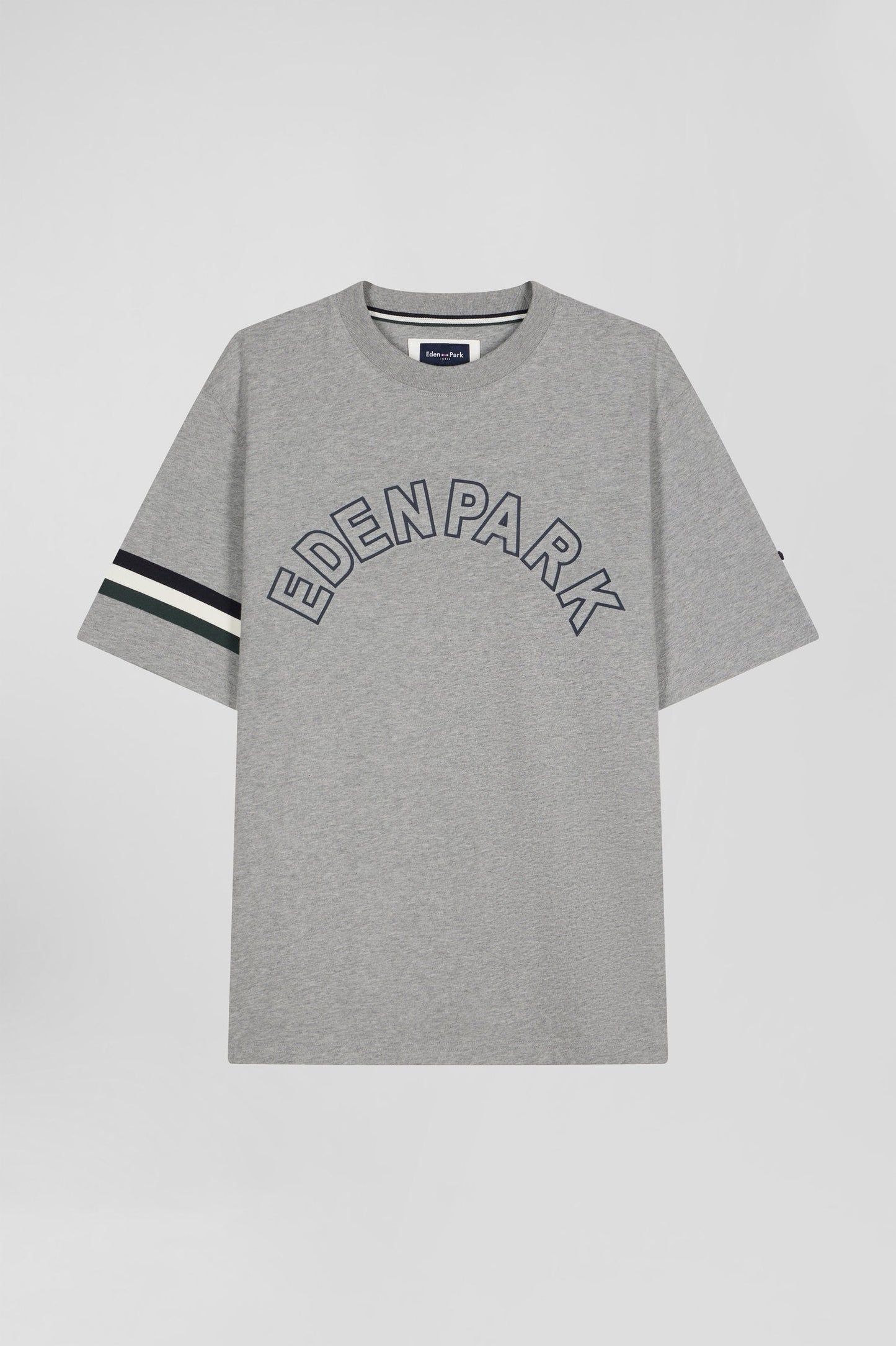 T-shirt manches courtes en coton gris coupe Oversized sérigraphie Eden Park - Image 2