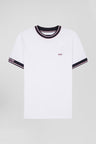 Slim white short-sleeved cotton T-shirt with Eden Park ribs