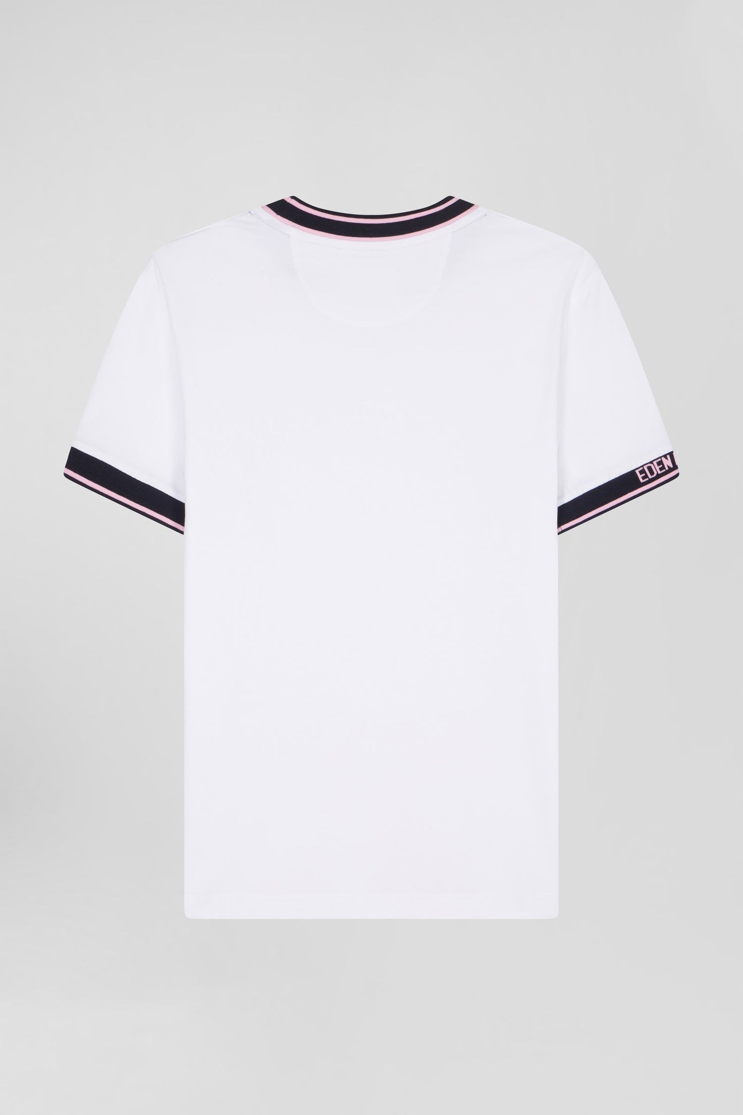 T-shirt manches courtes en coton blanc coupe Slim bords-côtes Eden Park - Image 5