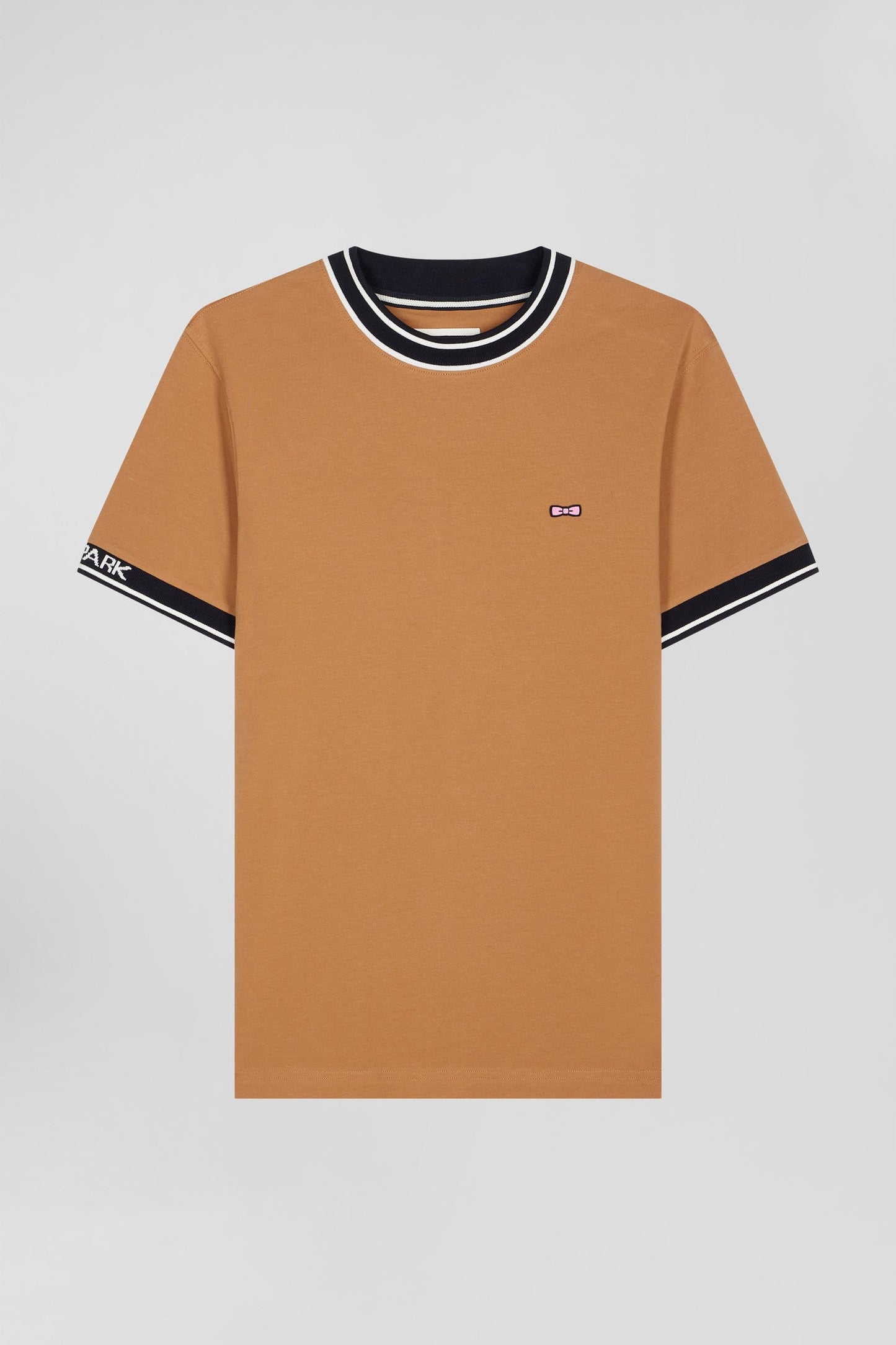 T-shirt manches courtes en coton camel coupe Slim bords-côtes Eden Park - Image 2