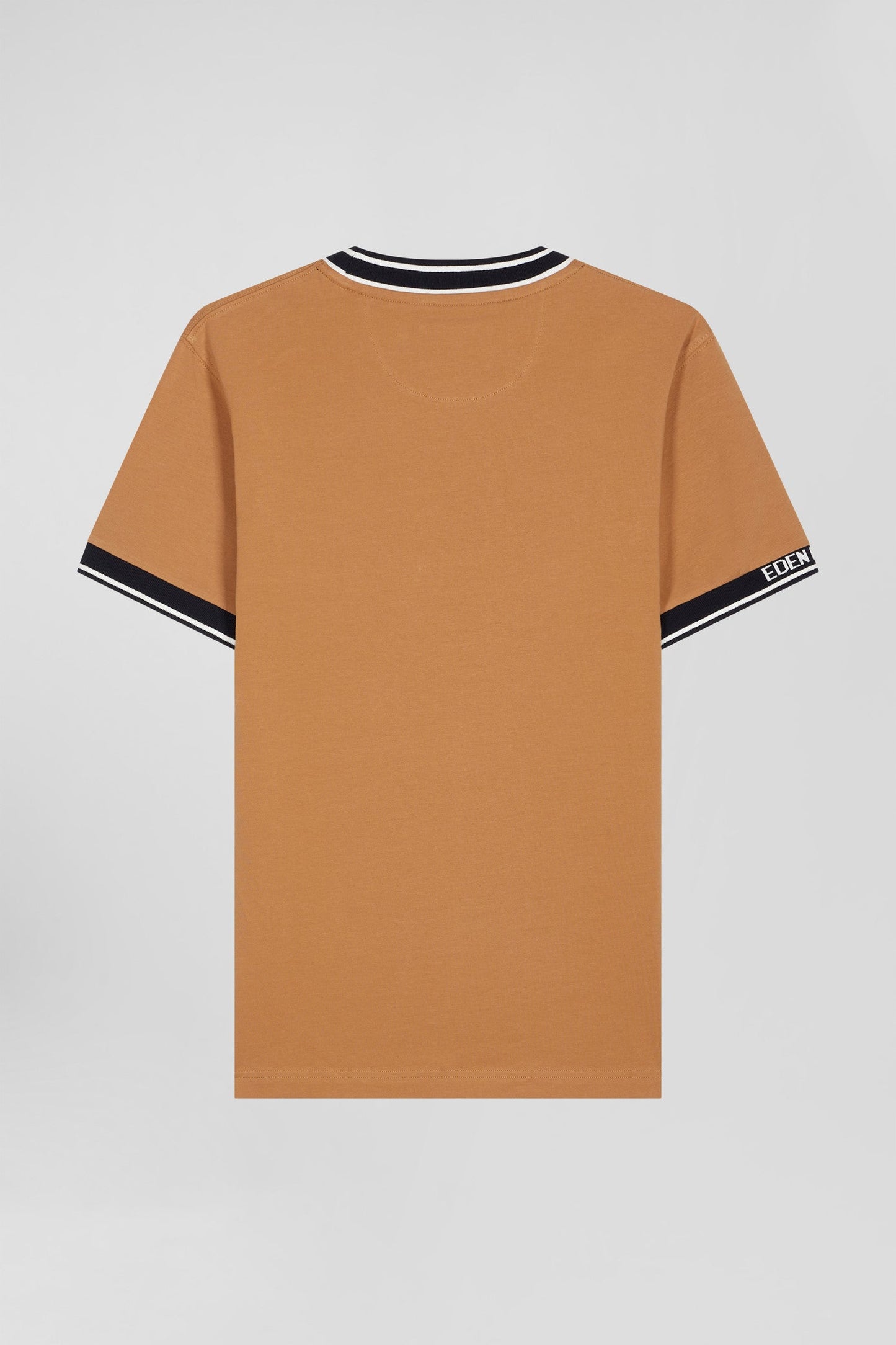 T-shirt manches courtes en coton camel coupe Slim bords-côtes Eden Park - Image 5