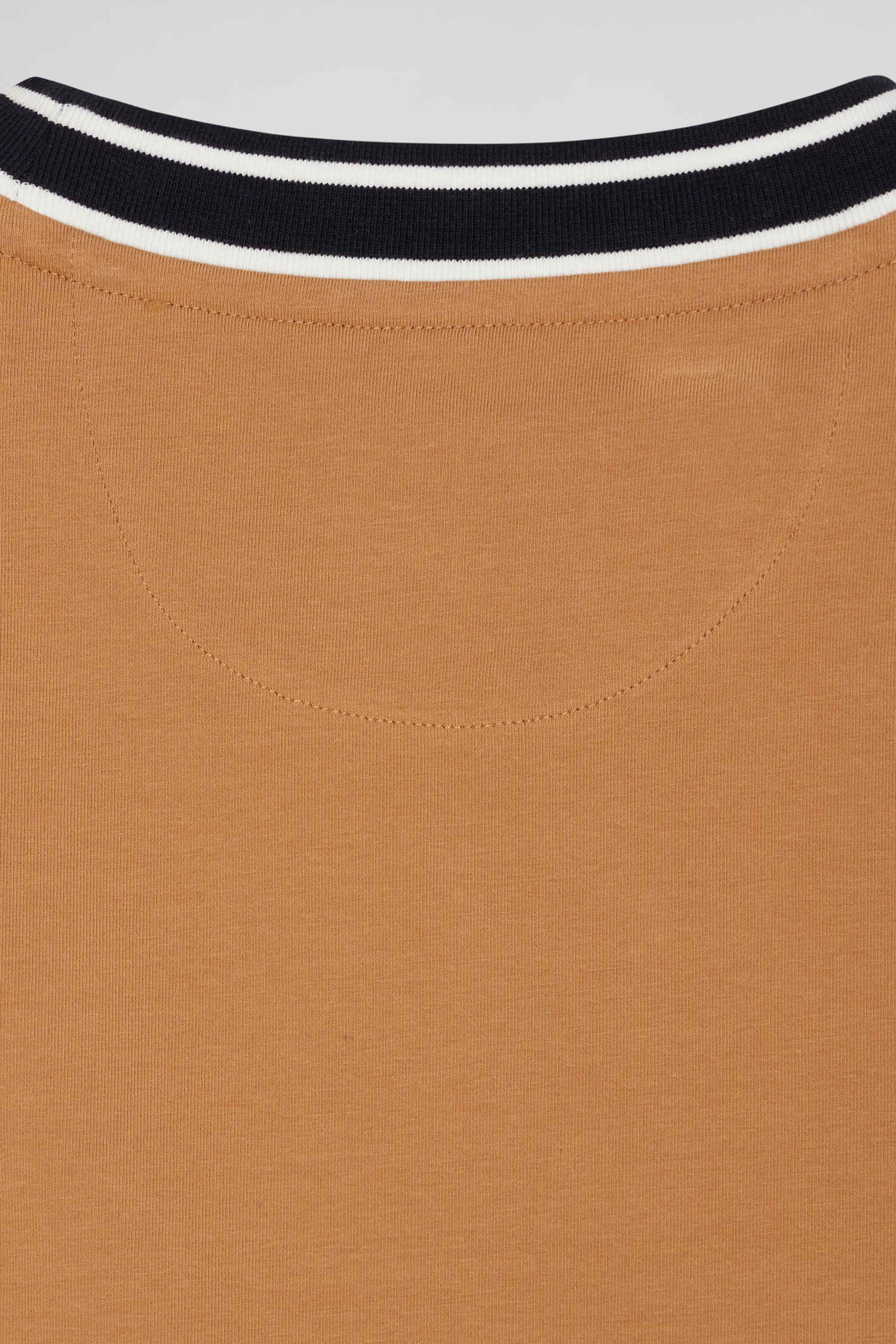 T-shirt manches courtes en coton camel coupe Slim bords-côtes Eden Park