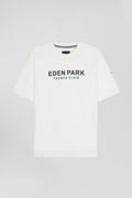 Oversize ecru Eden Park French Flair cotton short-sleeved T-shirt