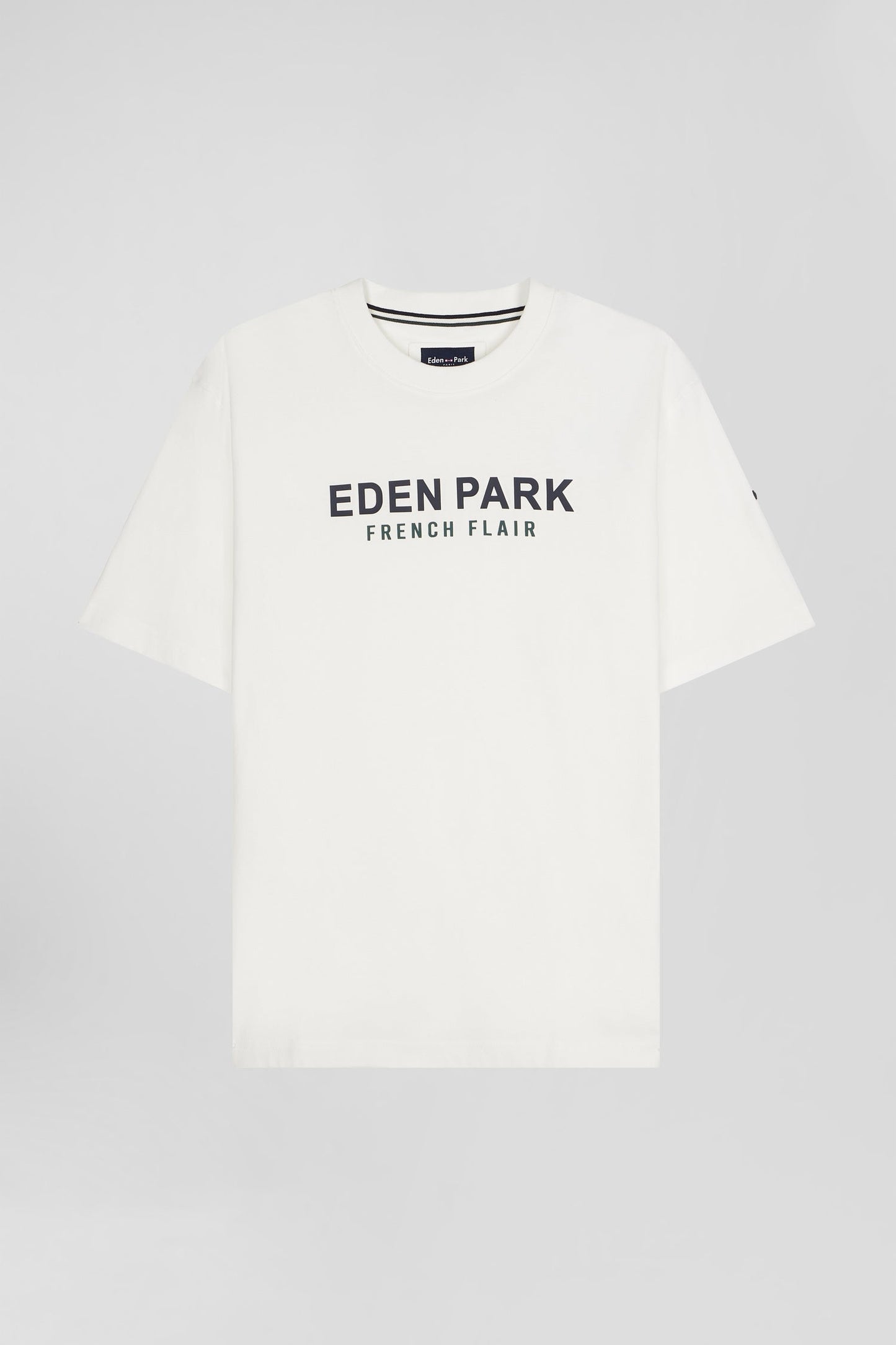 T-shirt manches courtes en coton écru Eden Park French Flair coupe Oversized - Image 2