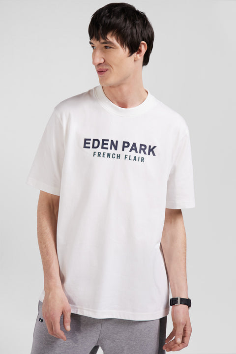 Oversize ecru Eden Park French Flair cotton short-sleeved T-shirt - Image 3