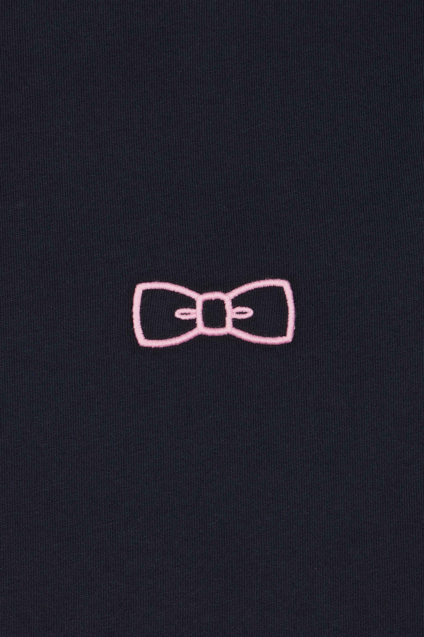 Regular navy short-sleeved cotton T-shirt with pink piping