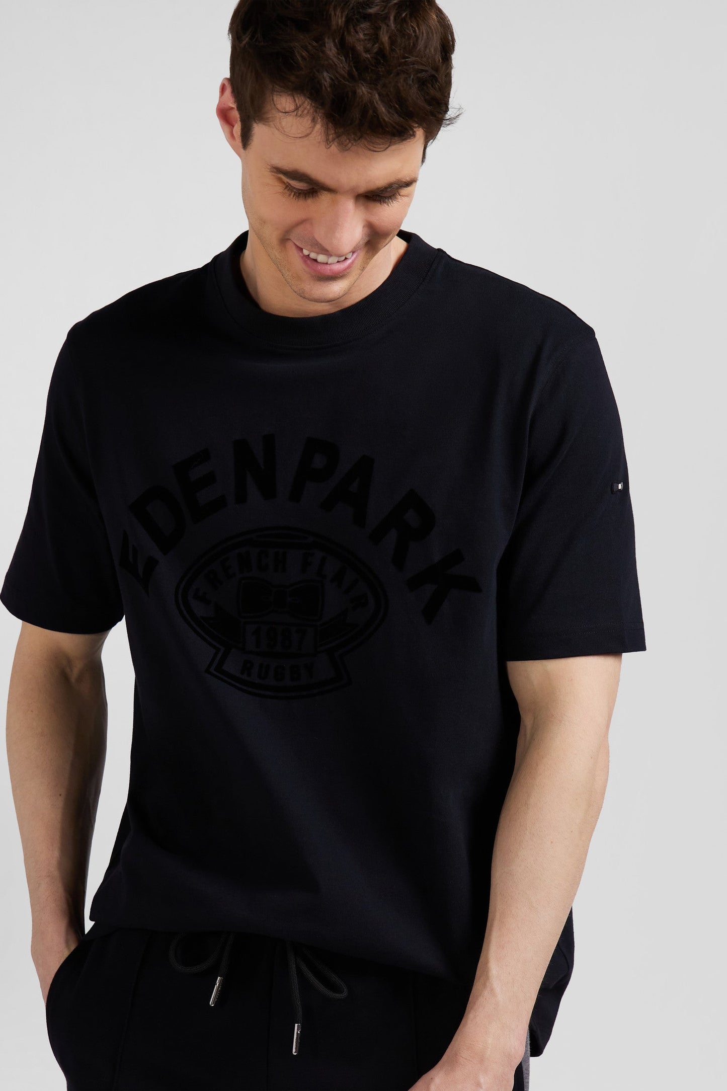 T-shirt manches courtes noir application Eden Park Rugby coupe Oversized - Image 3