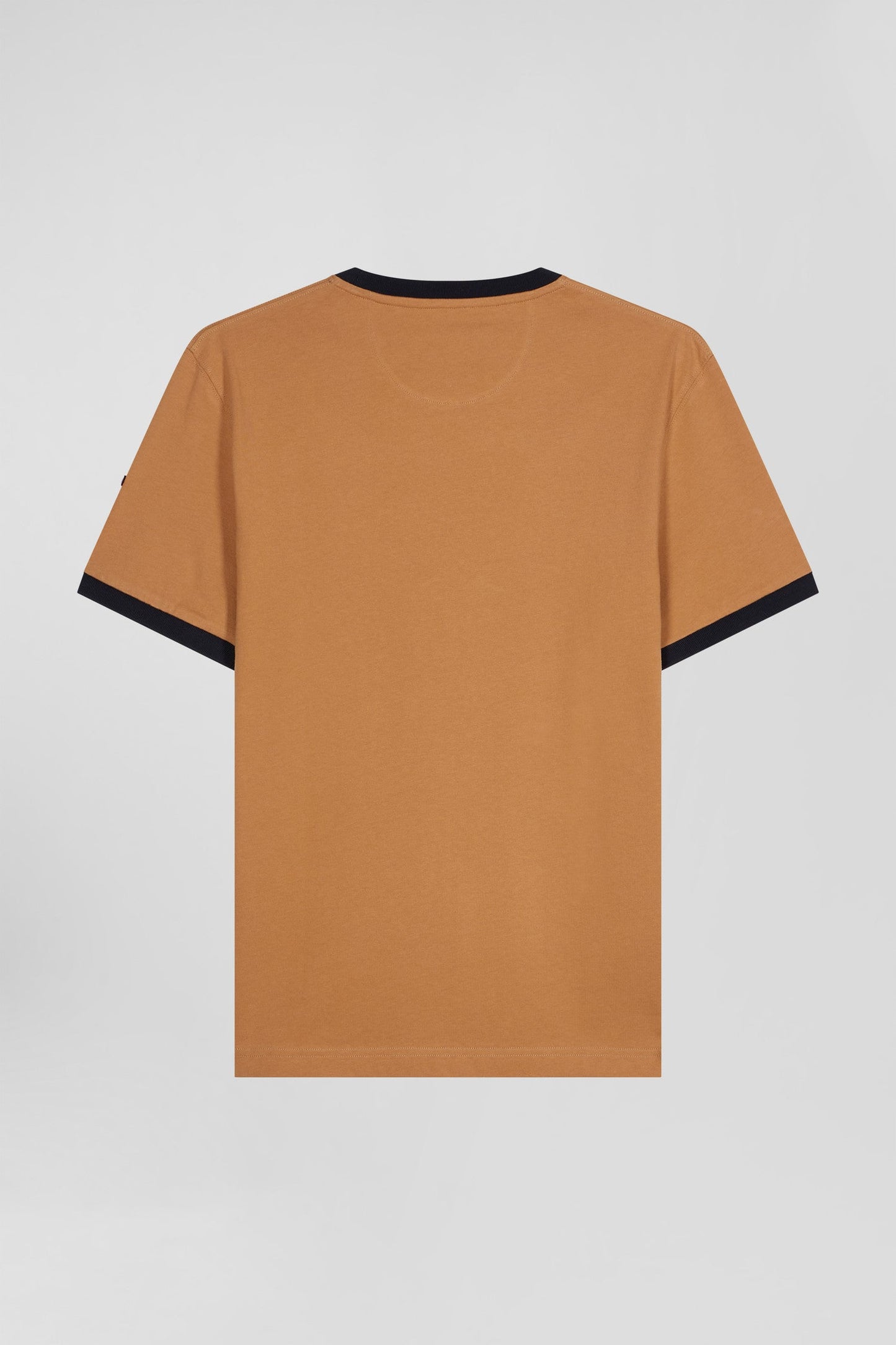 T-shirt manches courtes bicolore en coton camel Eden Park 10 coupe Relaxed - Image 5