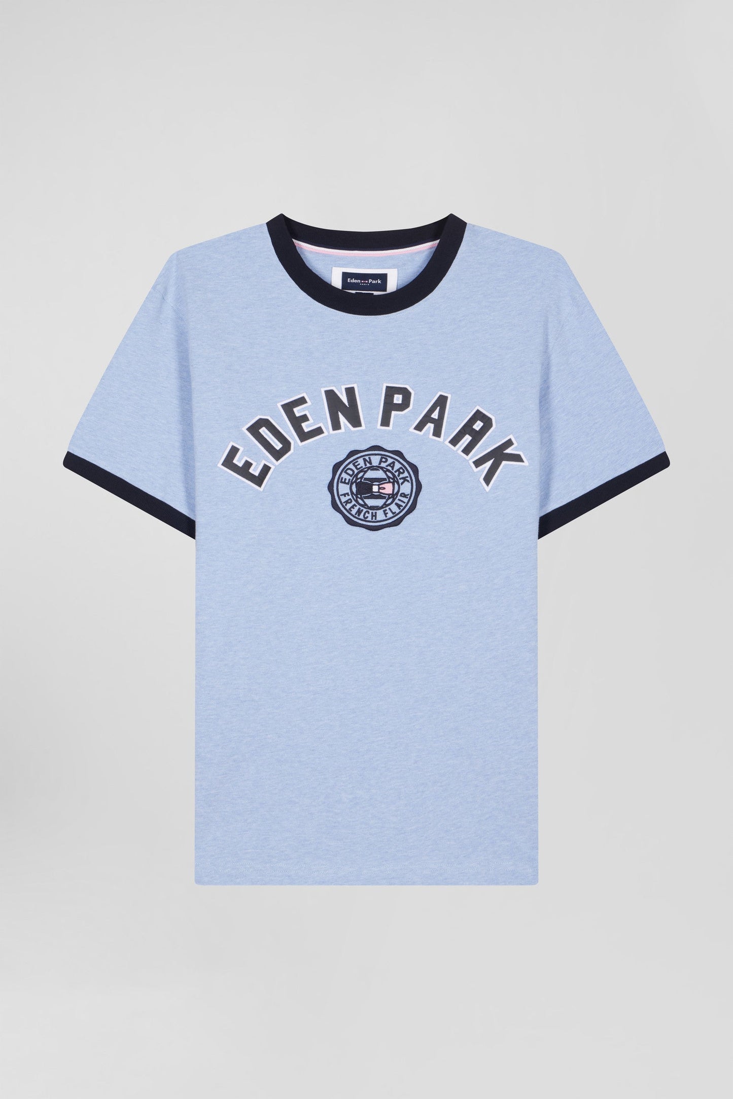 T-shirt manches courtes en coton ciel application Eden Park coupe Oversized - Image 2