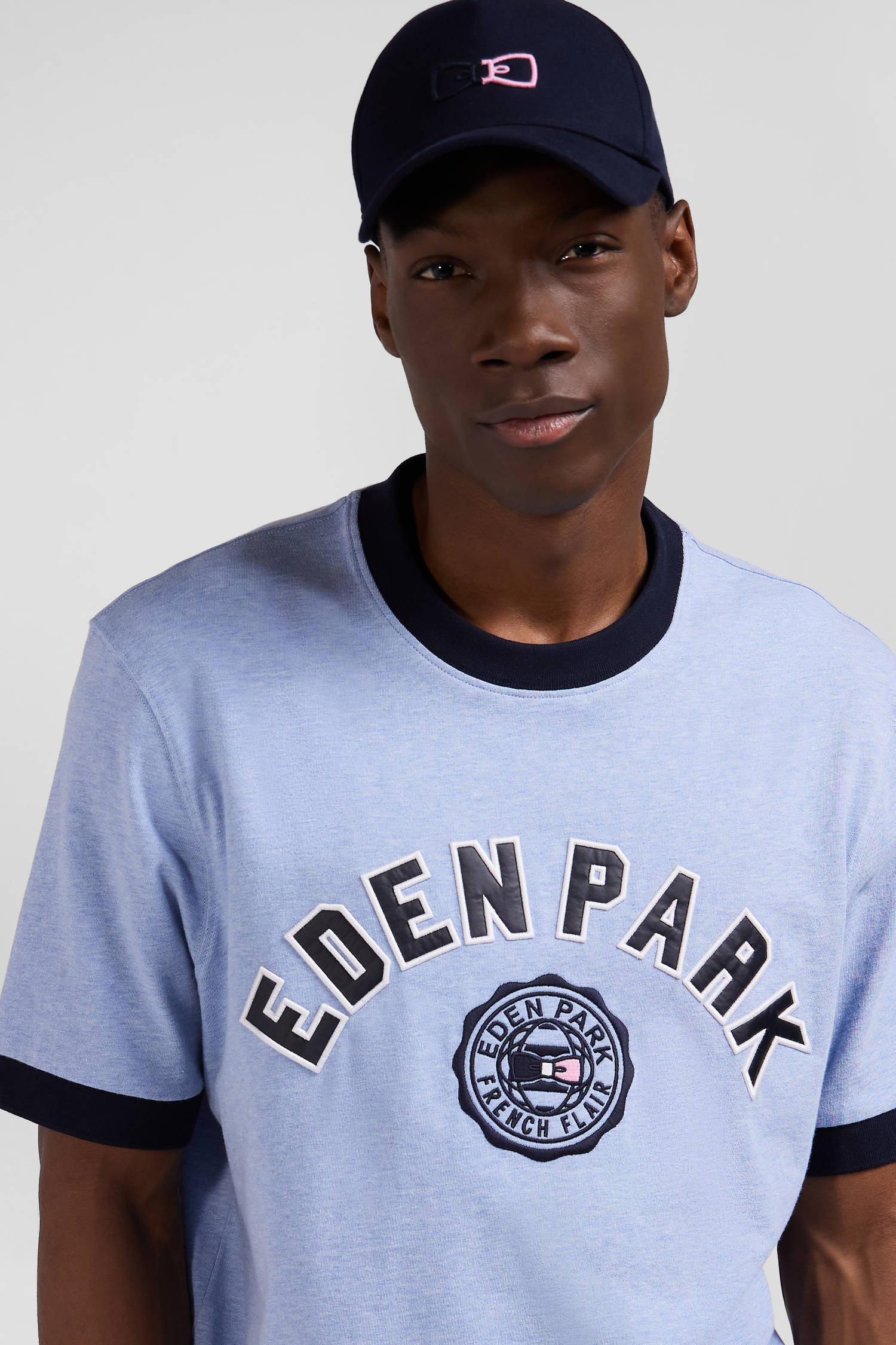 T-shirt manches courtes en coton ciel application Eden Park coupe Oversized