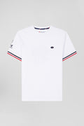 Regular white short-sleeved cotton T-shirt with tricolor XV de France embroidery