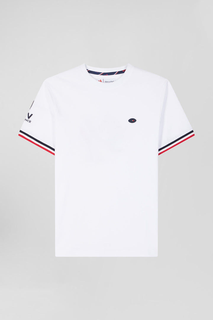 T-shirt manches courtes en coton blanc broderie tricolore XV de France coupe Regular alt view