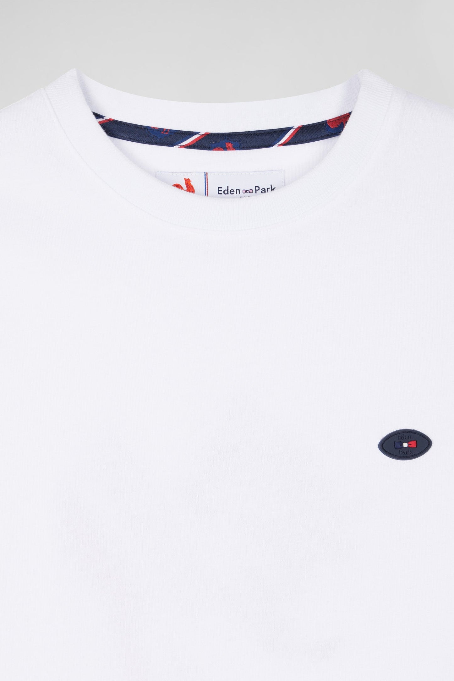 T-shirt manches courtes en coton blanc broderie tricolore XV de France coupe Regular - Image 8