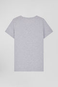 Regular women's grey short-sleeved cotton T-shirt