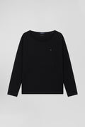 Long-sleeved round-neck t-shirt in black cotton