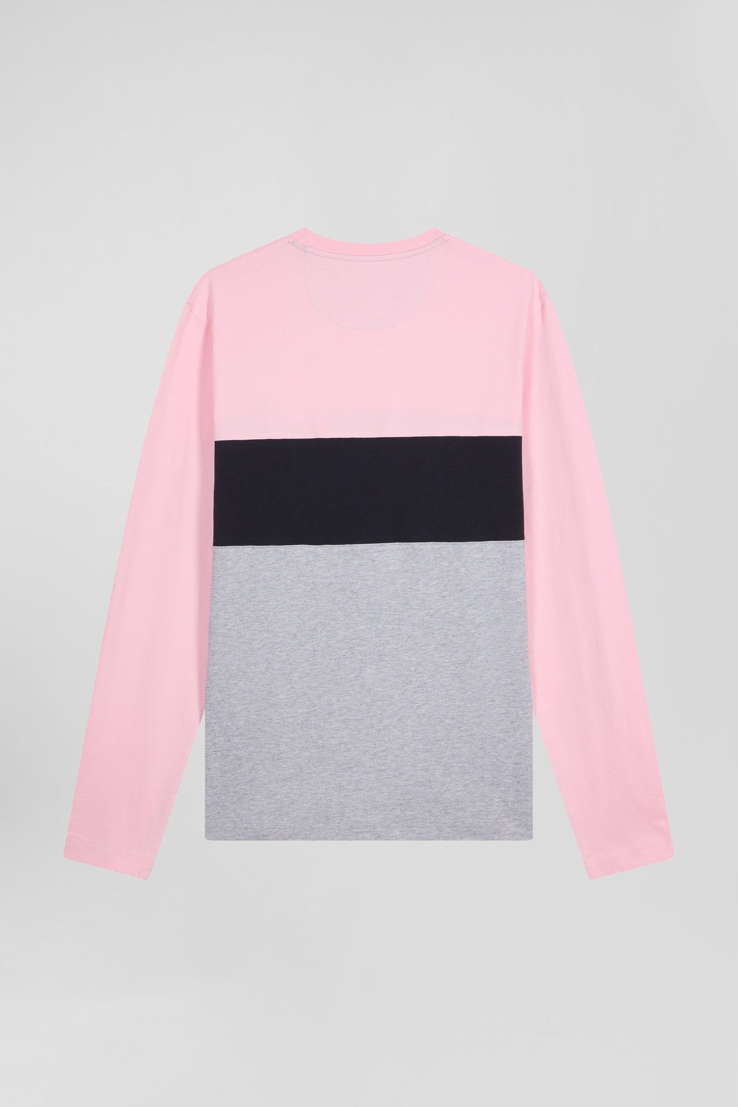 T-shirt manches longues colorblock en coton rose coupe Regular - Image 5