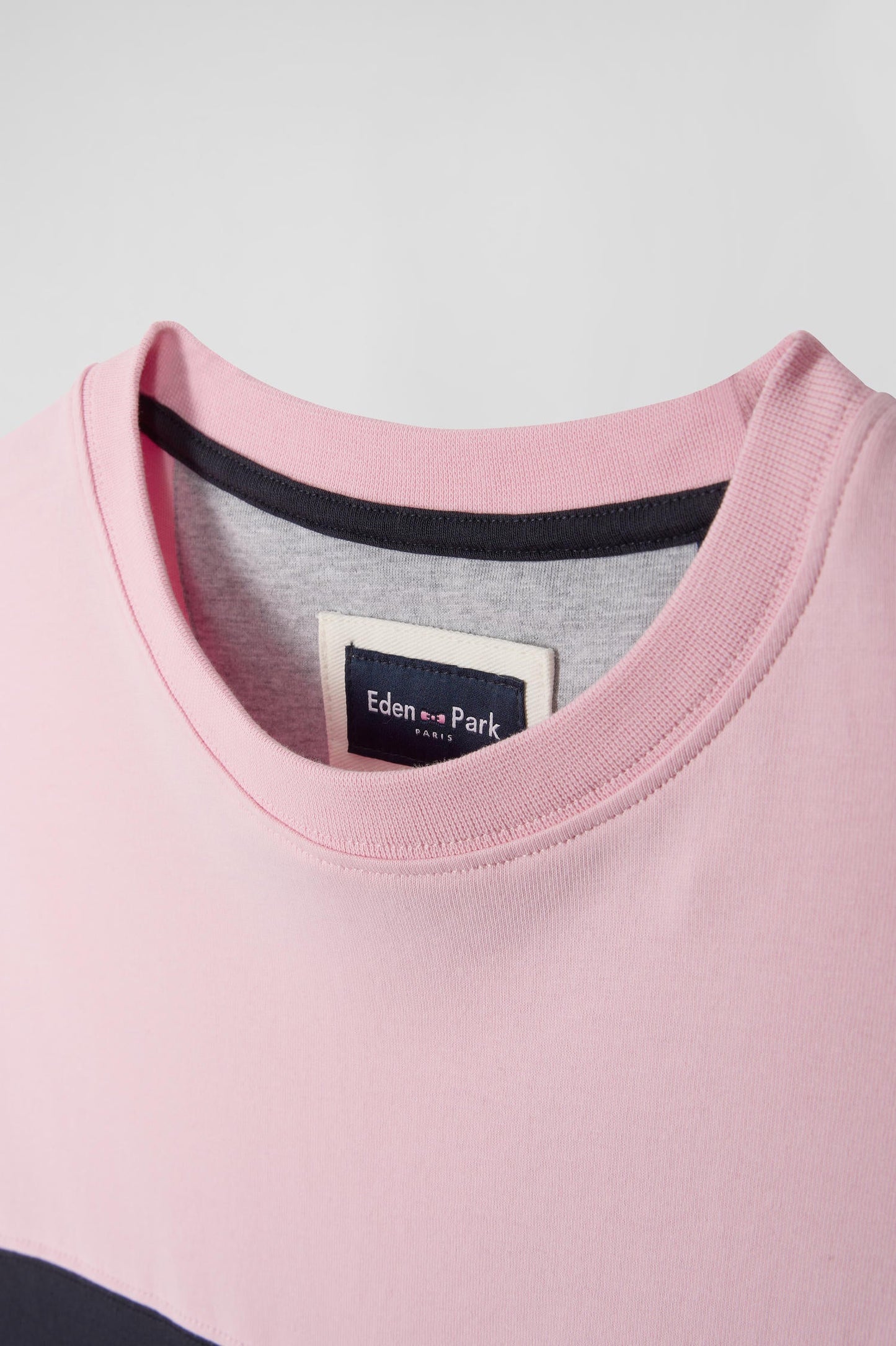 T-shirt manches longues colorblock en coton rose coupe Regular - Image 9