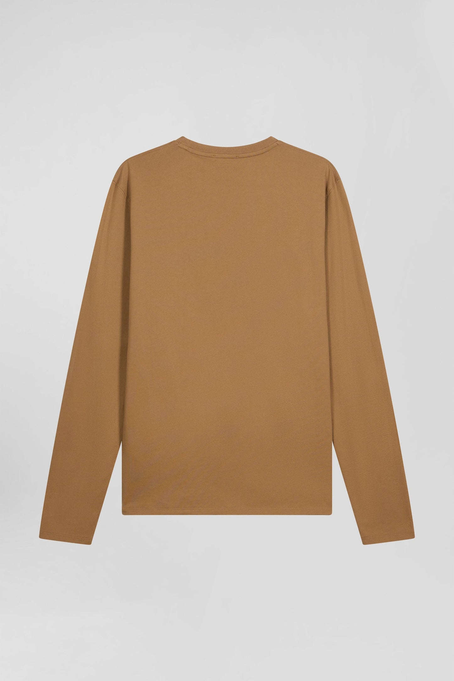 T-shirt manches longues uni en coton camel coupe Regular - Image 5