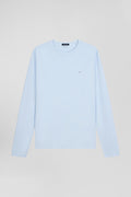 Regular sky blue long-sleeved cotton T-shirt