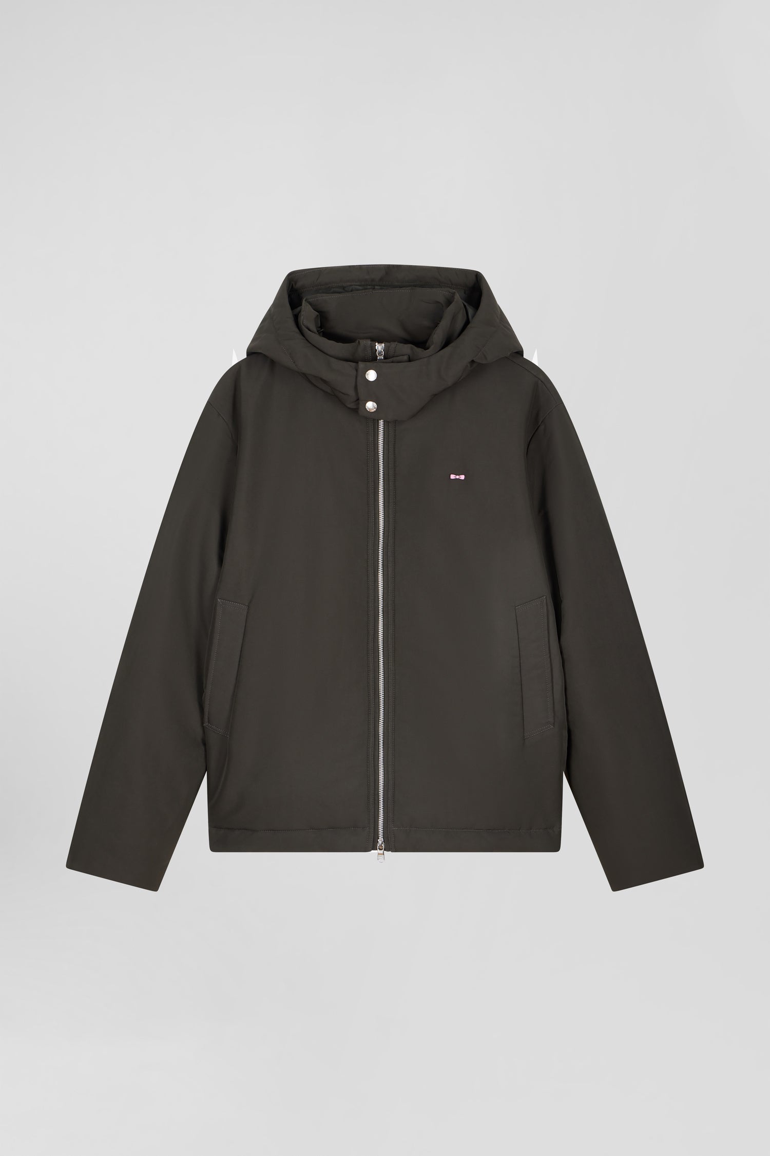 Blouson zippé à capuche kaki