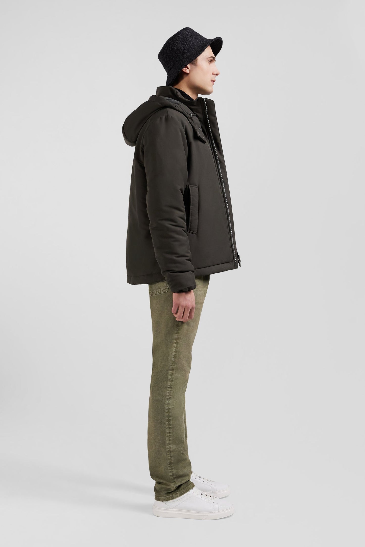 Blouson zippé à capuche kaki - Image 6