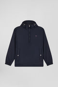 Oversize navy blue hooded down jacket