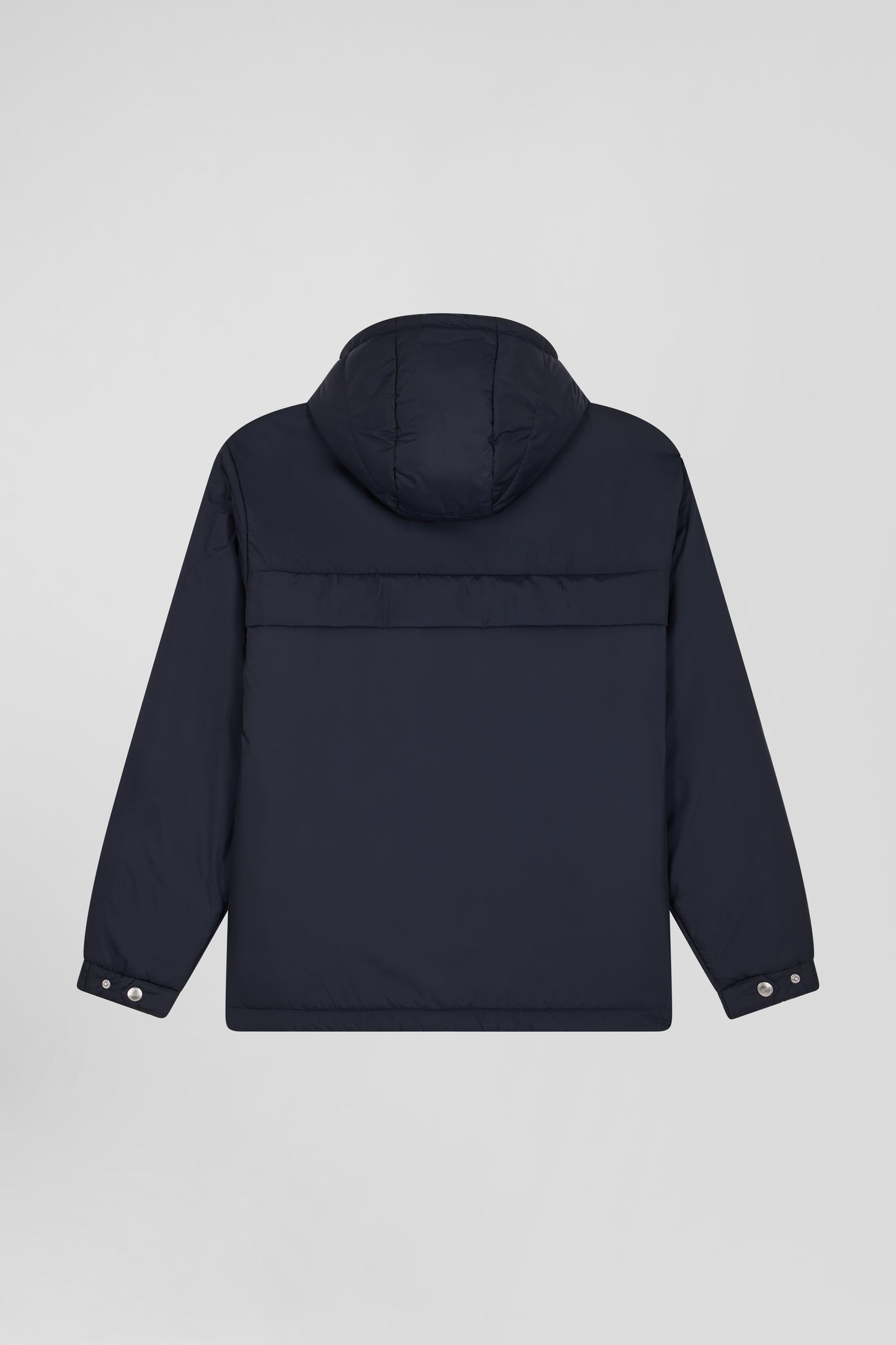 Oversize navy blue hooded down jacket