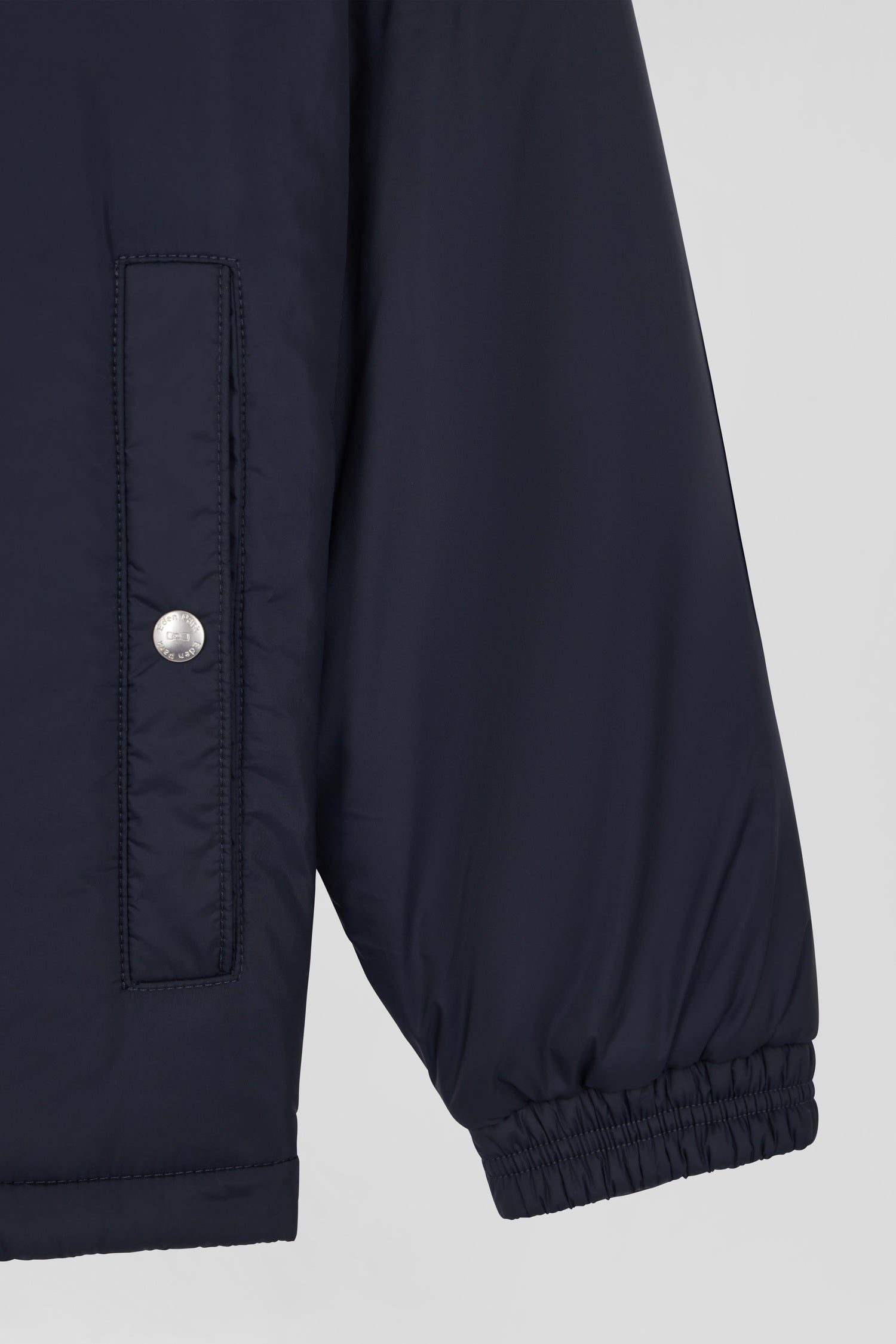 Oversize navy blue hooded down jacket