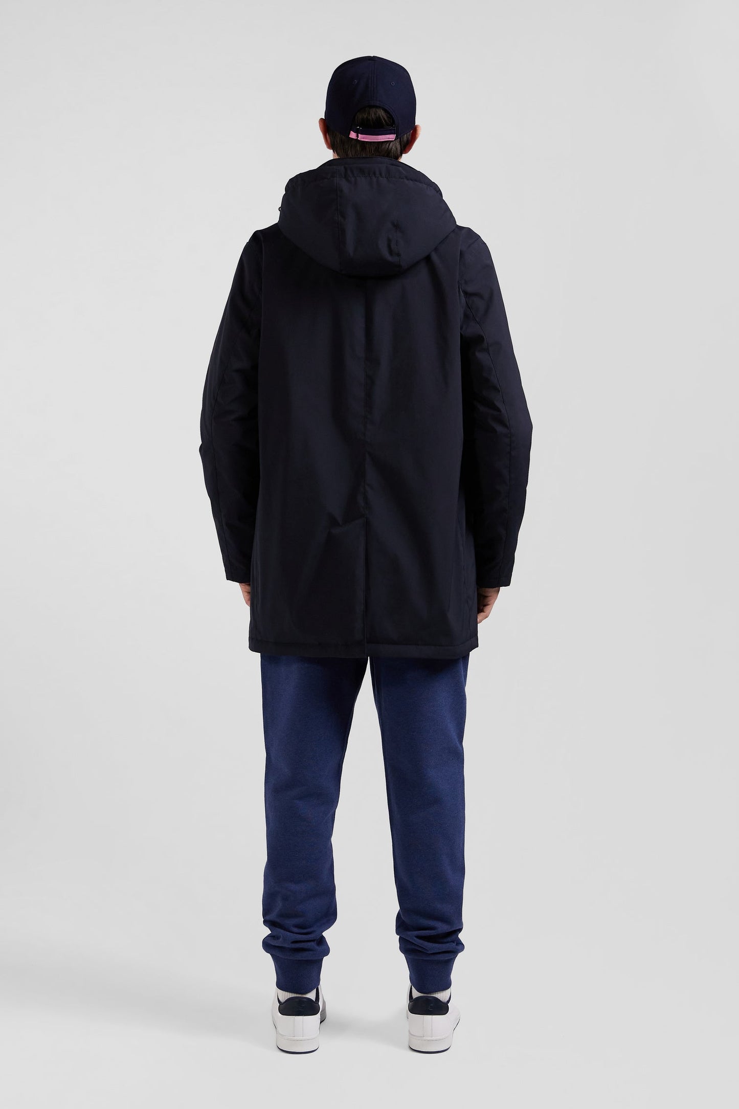 Imperméable en nylon à capuche bleu marine - Image 7