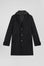 Manteau en jersey de laine double face noir parmenture matelassée