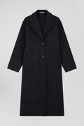 Regular anthracite grey wool blend coat