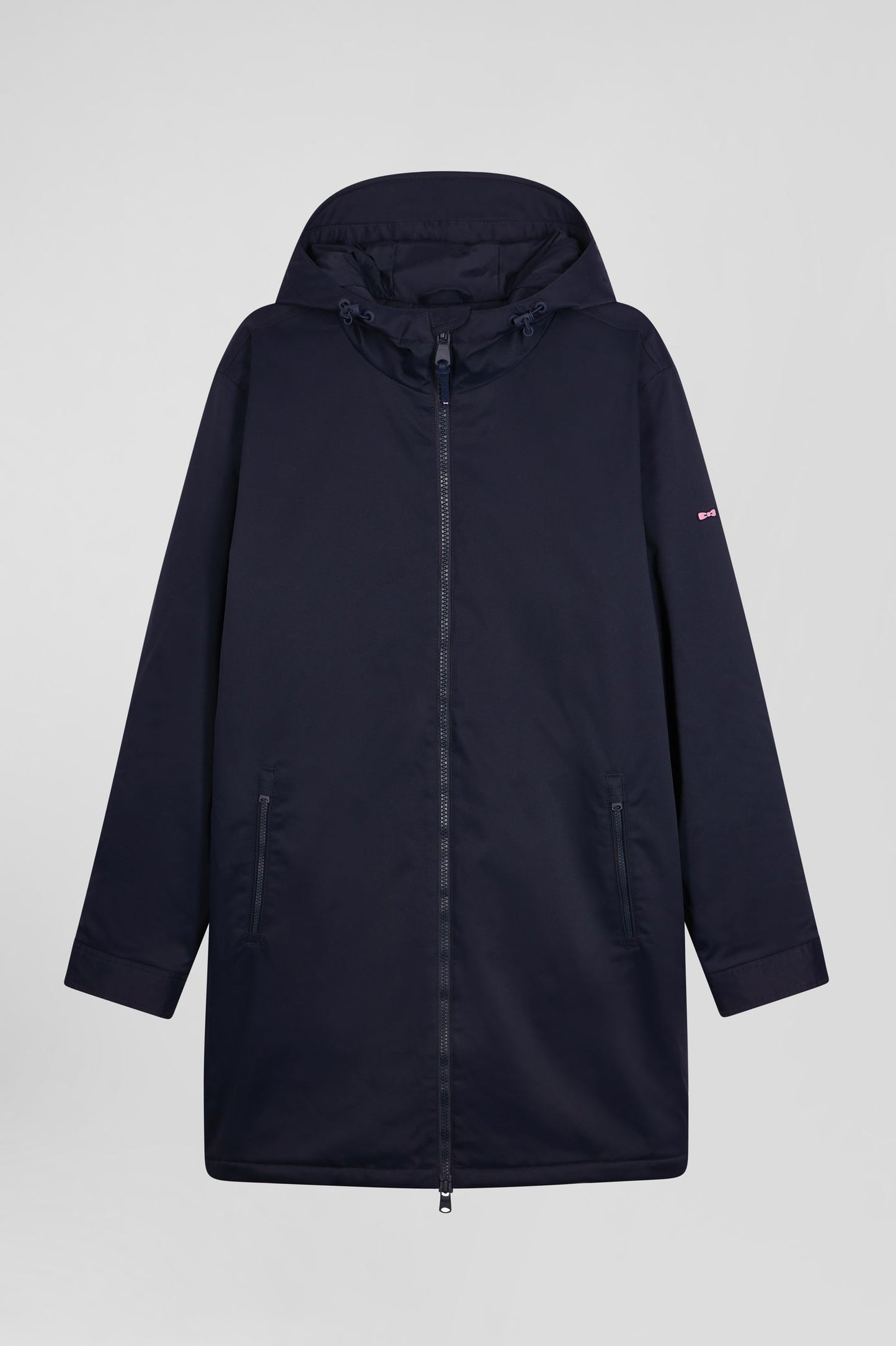 Parka longue à capuche en nylon bleu marine - Image 2