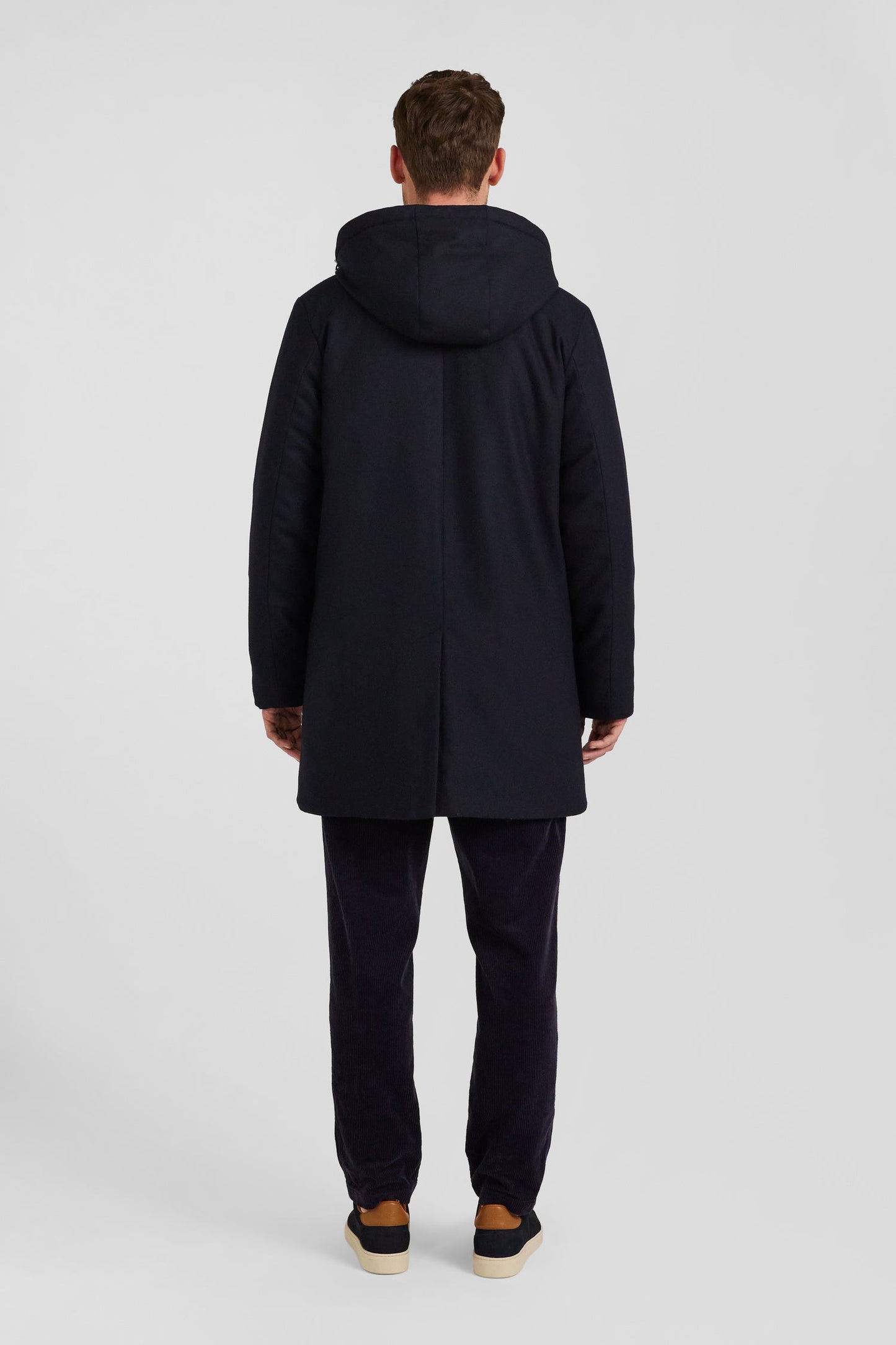 Parka courte en flanelle de laine bleu marine - Image 6