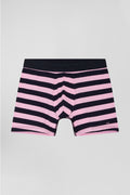 Boxer cerclé en coton stretch rose