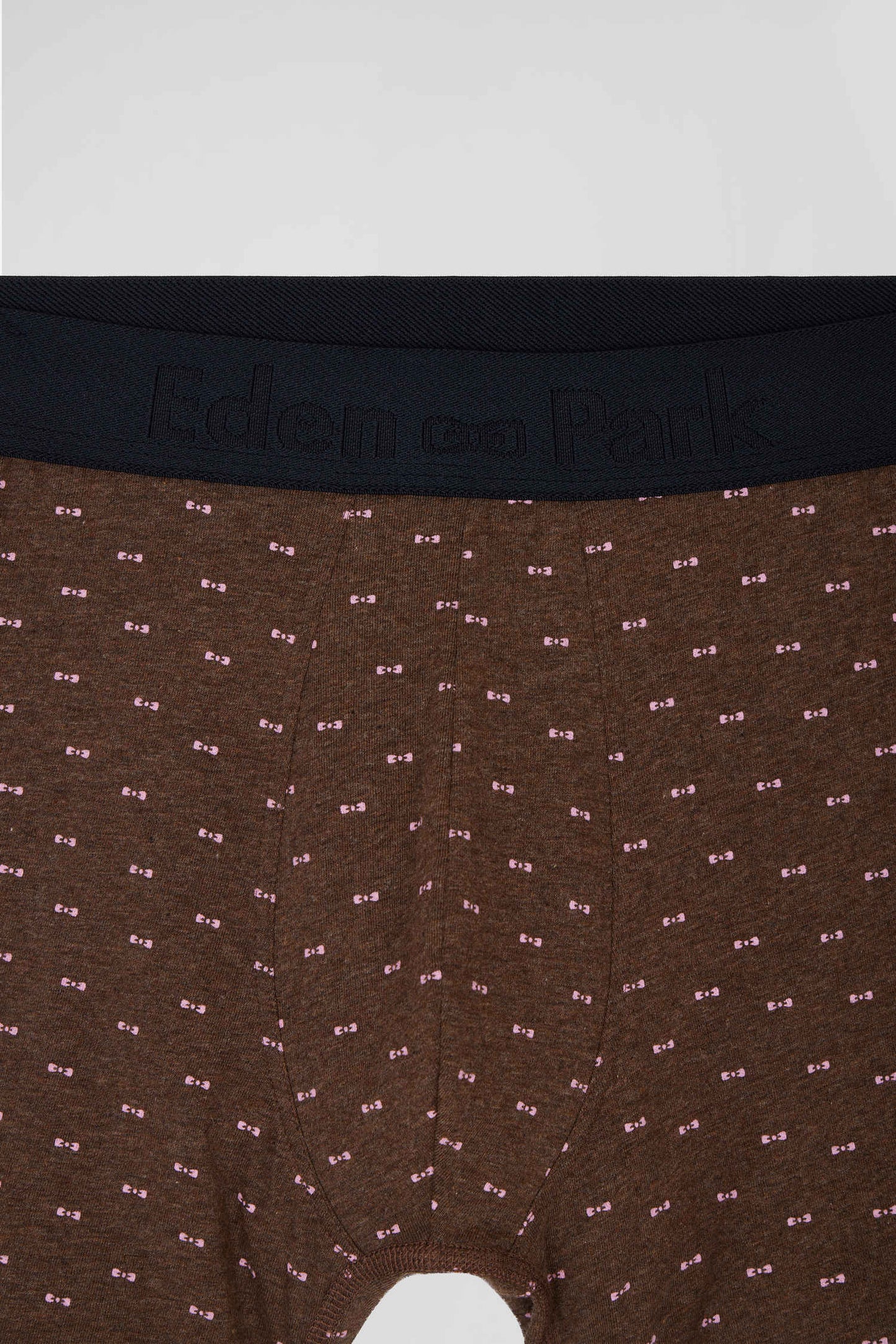 Boxer à micro motifs nœud papillon marron et rose en coton stretch - Image 3