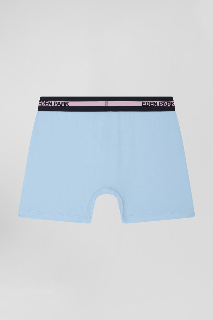 Boxer en coton stretch élastique taille siglé ciel alt view