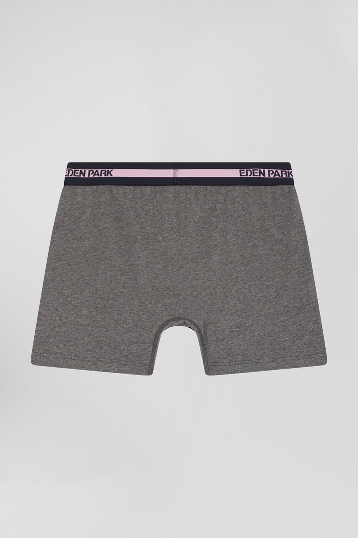 Boxer en coton stretch élastique taille siglé gris anthracite alt view