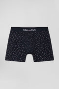 Boxer en coton stretch bleu marine micro-motifs nœuds papillon