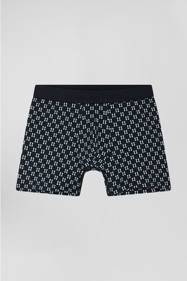 Boxer en coton stretch à micro-motifs vert